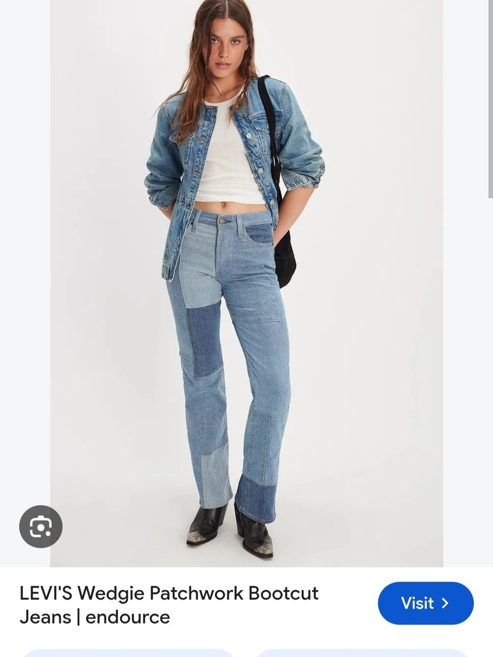 Levi's Wedgie Patchwork Bootcut Jeans - Light Blue Patch